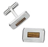 STEL Stainless Steel Wood Inlay Cufflinks