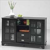 Low Cabinet with Sliding Doors - Antique Black