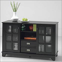 Low Cabinet with Sliding Doors - Antique Black