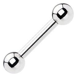 10 Gauge Steel Barbell Tongue Ring 1/2 Inches 6mm