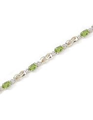 14kt Yellow Gold Oval Peridot and Diamond Bracelet