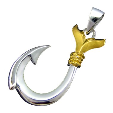 925 Silver Fish Hook Pendant Hawaiian Jewelry