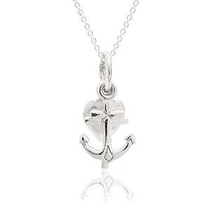 anchor Memorable Anchor Silver and Cross, meaning Necklace charm  cross Free Chain heart Heart with