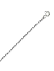 20 Inch Rhodium Plated Sterling Silver 1.8mm Faceted Bead Chain