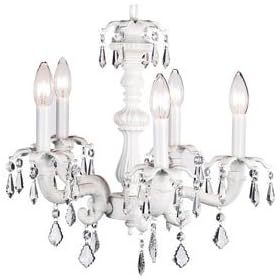 Pink Chateau Chandelier With Ivory Rose Net Flower Shade