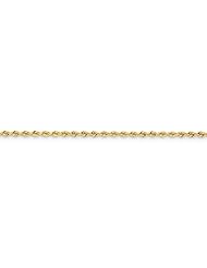 14k Yellow Gold 10in 2.5mm Handmade Regular Rope Anklet Chain. Metal Wt- 4.9g