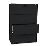 HON 584LP 500 Series 36 by 53-1/4 by 19-1/4-Inch 4-Drawer Lateral File, Black
