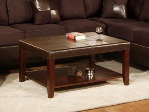 Cocktail Coffee Table with Leatherette Top