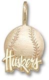 Nebraska Cornhuskers Solid 10K Gold ''HUSKERS'' Baseball Pendant