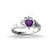 14K White Gold Genuine Heart Amethyst Celtic Claddagh Ring