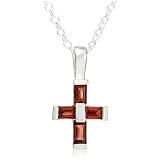 Sterling Silver Garnet Cross Pendant, 18