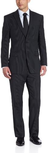 Calvin Klein Men's Black Stripe Slim-Fit Suit