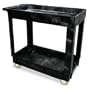 Rubbermaid FG9T6600 Black 2 Shelves 300 lbs Capacity Utility Cart with 4-Inch Casters