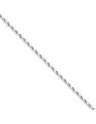 Genuine 14K White Gold 1.8mm Diamond Cut Rope Anklet 10 Inches 100% Satisfaction Guaranteed.