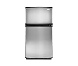 Whirlpool GR9FHTXVL 18.9 cu. ft. Top-Freezer Refrigerator with Slide-Out SpillGuard Glass Shelves, Humidity-Controlled Crispers, Factory-Installed Automatic IceMaker and Internal Ice/Water Dispensing System: Satina Stainless Look