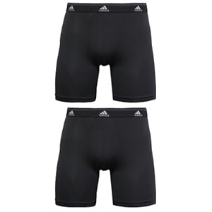 adidas Men's Sport Performance Climalite 2-Pack Boxer Brief, Black/Black, Large