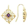 14K Yellow Gold Amethyst and Diamond Earrings