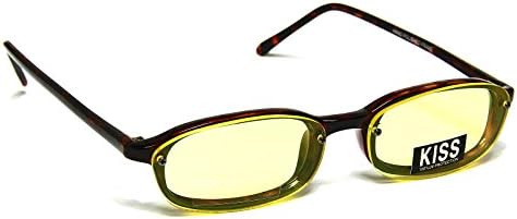 Retro Rectangle Color Lens Sunglasses (Tortoise/Yellow)