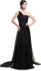 Sexy A-line Backless  Ruched One Shoulder Evening Dress/Prom Dress/Wedding Party Dress  with a Watteau Train  With Ruffles