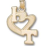 Tennessee Volunteers Solid 14K Gold ''I Heart T'' Pendant