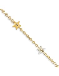 14k Two-tone Polished Star Bracelet Length 7.25"