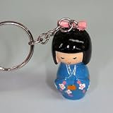 Japanese Doll Keyring - Blue