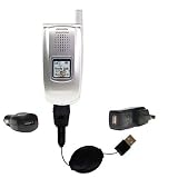 Retractable USB Hot Sync Compact Kit with Car & Wall Charger for the Sanyo RL-2500 - Gomadic Brand w/ TipExchange Technology