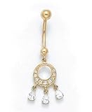 14K Dangle CZ Circle Belly Ring ES-1934