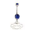 Stainless Steel Belly Ring - Capri Blue CZ - Brass Knuckles - 14g