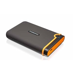 Transcend Store Jet 25M2 750GB externe Festplatte (6,4cm (2,5 Zoll), 5400 rpm, 12 ms, 8MB Cache, USB 2.0) grau-orange