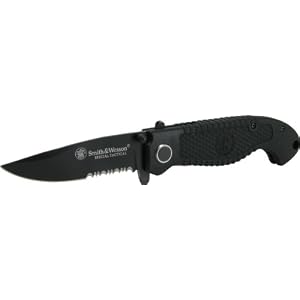 Smith and Wesson CKTACBSD Tactical Serrated Drop Point Knife, Black by 