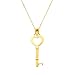 14K Yellow Gold Key to My Heart Charm Pendant with 1.0mm Anchor Link Mariner Chain Necklace Set - 18