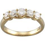 14K Yellow Gold Diamond 5 Stone Bridal Anniversary Band Ring (1.00 ctw, G-H, SI1)