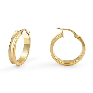 14k Yellow Gold Satin Hoop Earrings by