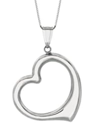 14K White Gold Open Heart Pendant on a 18 Inch Chain