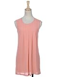 Anna-Kaci S/M Fit Pink Chiffon Shift Silhouette Tunic Dress w Pleated Detail