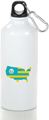 LZXJU South Dakota The Mount Rushmore State USA Flag Map Sports Water Bottle Portable Flask With Carabiner Hook