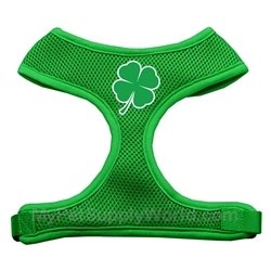 Dog Supplies Shamrock Screen Print Soft Mesh Harness Emerald Green Medium