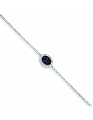 Genuine 14K White Gold White Gold Diamond & Sapphire With Oval & .5In Ext. Bracelet 2 Grams Of Gold 100% Satisfaction Guaranteed.