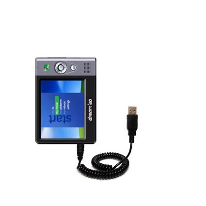 Coiled USB Cable for the Dream'eo Enza 20G Portable Media Player with Power Hot Sync and Charge capabilities - uses Gomadic TipExchange Technology