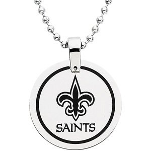 Stainless Steel New Orleans Saints Team Name and Logo Disc Necklace 27