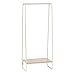 IRIS Metal Garment Rack with Wood Shelf, White and Light Brown