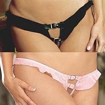 Chiffon Open Crotch G-String with Adjustable Front Buckles in Plus Sizes Queen Pink