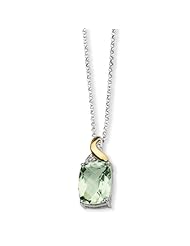 Sterling Silver & 14K Green Amethyst & Diamond Necklace