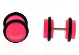 Acrylic Pink Glow in the Dark Fake Plugs - 16g wire stud, 4g fake plug - sold as a pair