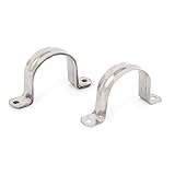 uxcell 50mm 　2穴　304ステンレス鋼　パイプ　ストラップ　ファスナー　ホルダー　クリップ　4個