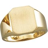 10K Yellow Gold Men's Signet Ring With Brush Finished Top