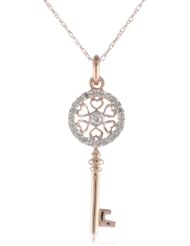 10k Rose Gold Diamond Key Pendant Necklace ( .14 cttw, H-I Color, I2-I3 Clarity) , 18"