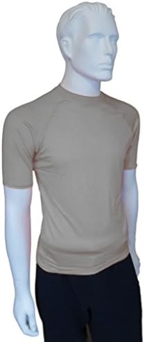 Mens Short Sleeve ( SS ) Snug Fitting Rash Guard, Swimming Shirt, UV Protection 50+ (Silver, Medium)