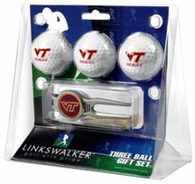 Virginia Tech Hokies 3 Ball Golf Gift Pack With Kool Tool